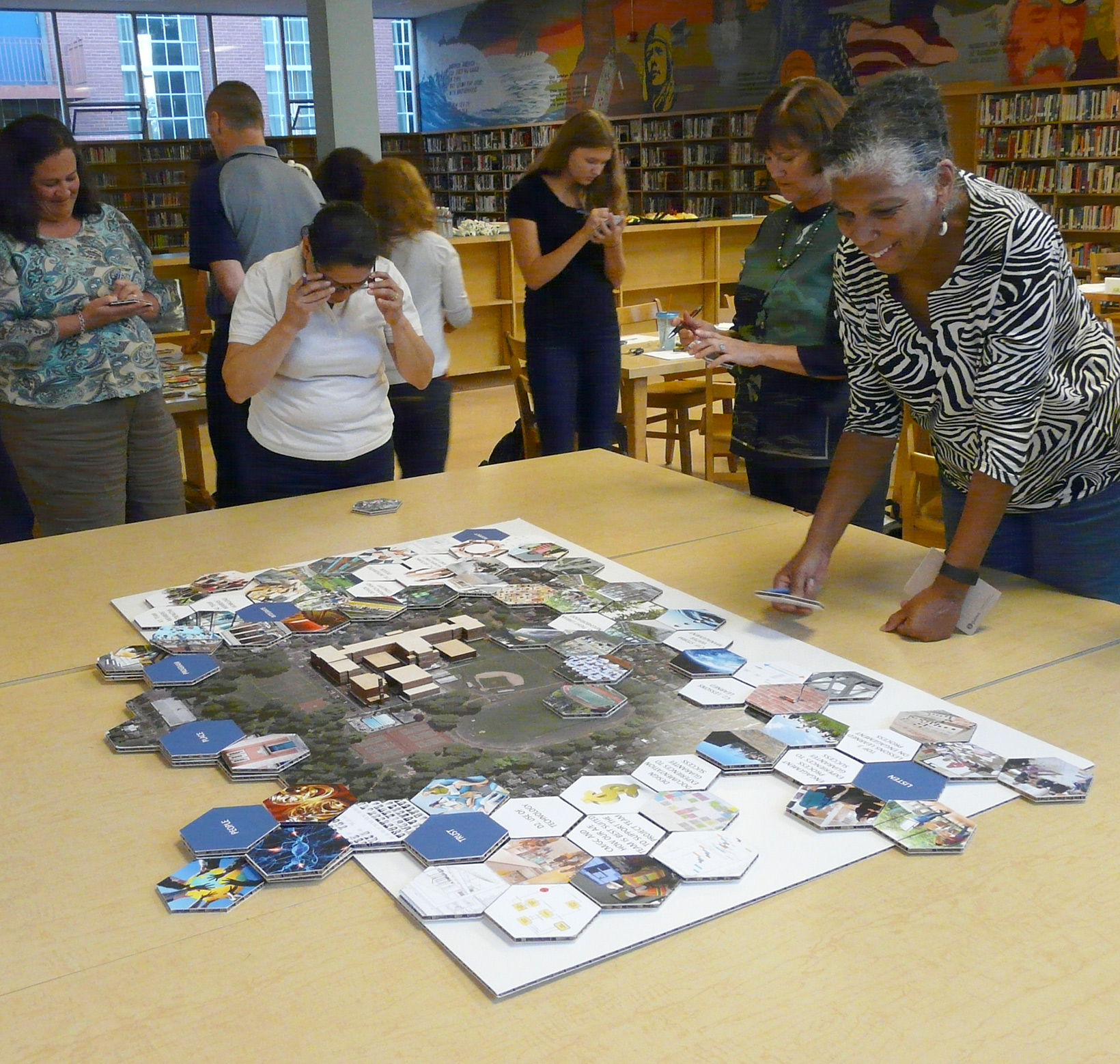 Community members participate in a programming workshop.