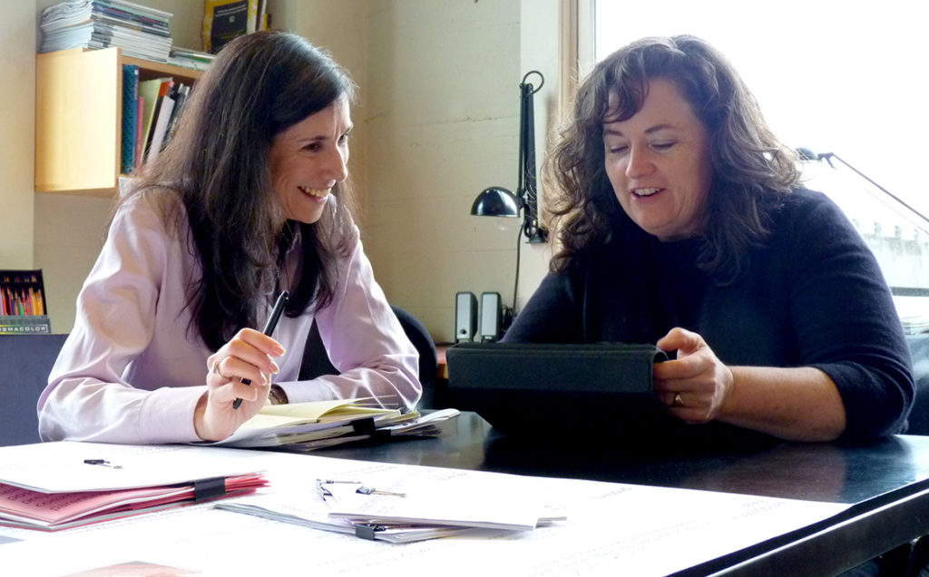 Photo of Corrie Rosen working with Margaret Hobart 